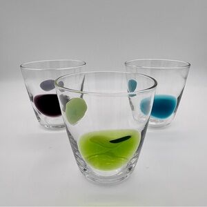 Set of 3 IKEA FABULOS Hand-Blown Tumblers – Gunnel Sahlin – Blue, Green & Purple